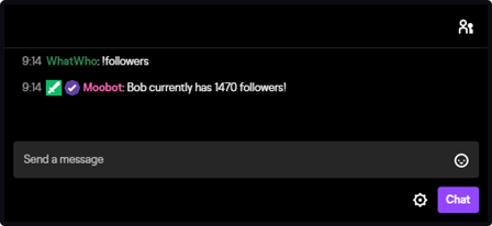 The amount of followers response tag in Twitch chat The amount of followers response tag in Twitch chat