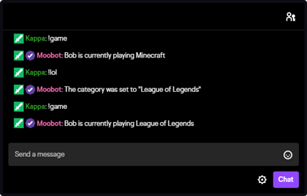 An alias with default arguments used in Twitch chat An alias with default arguments used in Twitch chat
