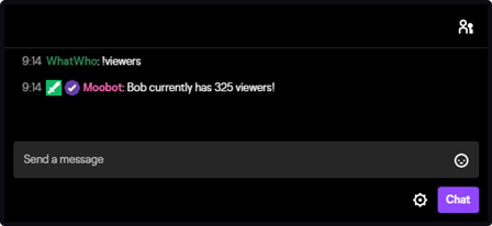 The amount of viewers response tag in Twitch chat