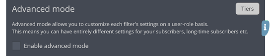 The advanced mode section of the message filters menu