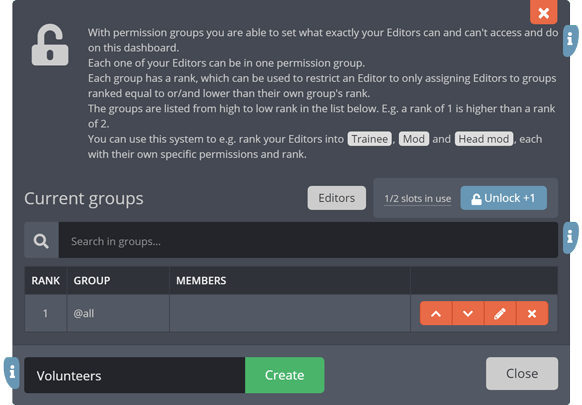 Creating a permission group