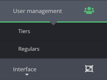The user management menu