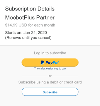 Step 1 of the subscription process