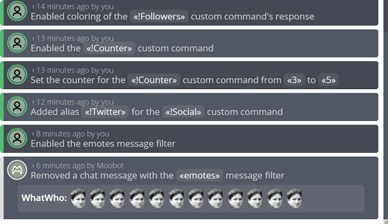 The event log widget displaying what is being removed by auto moderation The event log widget displaying what is being removed by auto moderation