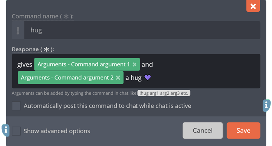 The argument (1-5) response tags The argument (1-5) response tags