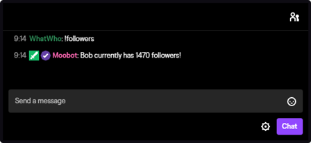 The amount of followers response tag in Twitch chat