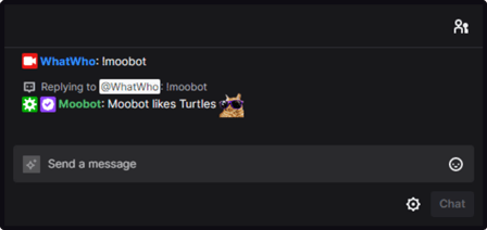 The random text response tag in Twitch chat