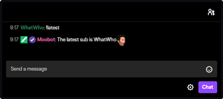 The latest subscriber response tag in Twitch chat