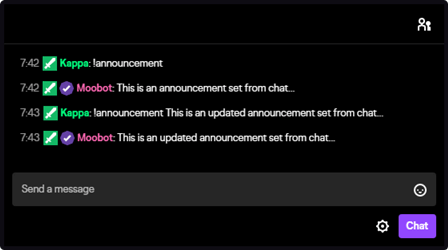 The text response tag in Twitch chat