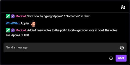Poll announcements in Twitch chat