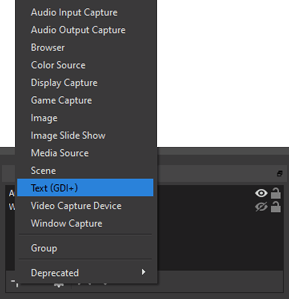 Adding a text source to OBS