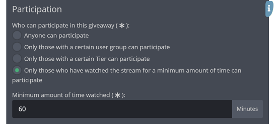 Restricting giveaways by watch time
