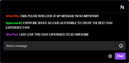 Excessive use of capital letters in Twitch chat
