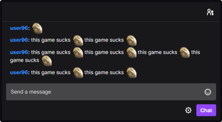 Excessively repeated messages by the same person in Twitch chat