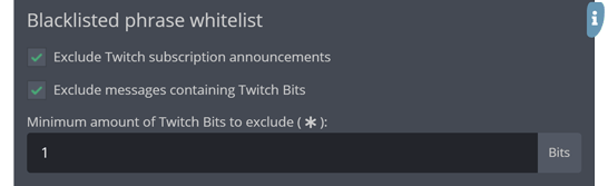The whitelist section of the general settings menu