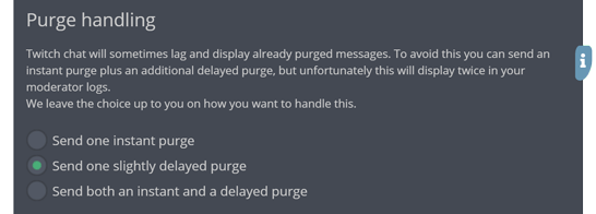 The purge handling section of the general settings menu