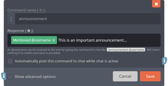 The mentioned @username response tag The mentioned @username response tag
