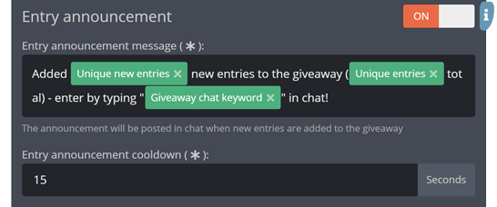 Automatic giveaway announcements