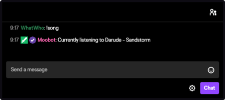 The Last.fm currently playing song response tag in Twitch chat