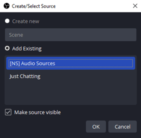 Adding a nested scene to your scenes in OBS
