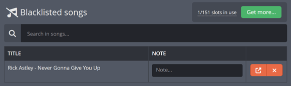 Blacklisting certain songs