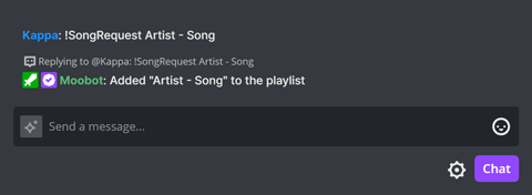 !SongRequest chat command with query in Twitch chat