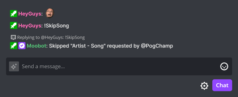 !SkipSong chat command in Twitch chat