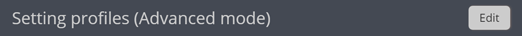 The setting profiles section of the settings menu