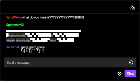 Disruptive or excessive use of symbols in Twitch chat