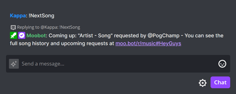 !NextSong chat command in Twitch chat