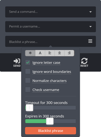 Blacklisting through the controls widget