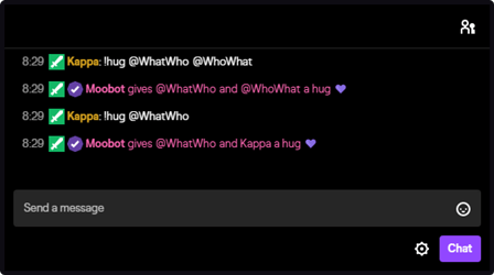 The argument (1-5) response tags in Twitch chat The argument (1-5) response tags in Twitch chat