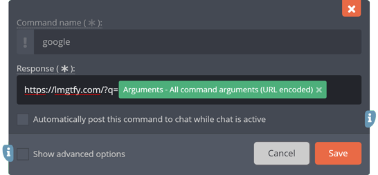 The arguments (URL-encoded) response tag The arguments (URL-encoded) response tag