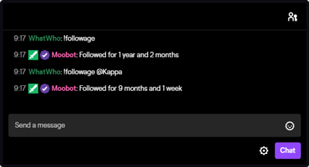 The time since followed response tag in Twitch chat The time since followed response tag in Twitch chat