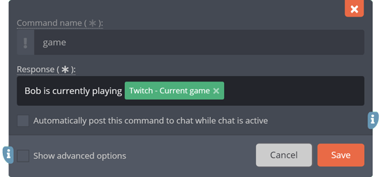 The Twitch current stream category response tag The Twitch current stream category response tag