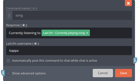 The Last.fm currently playing song response tag The Last.fm currently playing song response tag