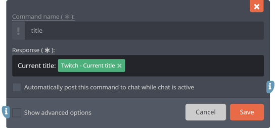 The Twitch current stream title response tag The Twitch current stream title response tag