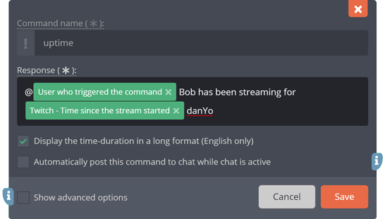 The stream uptime response tag The stream uptime response tag