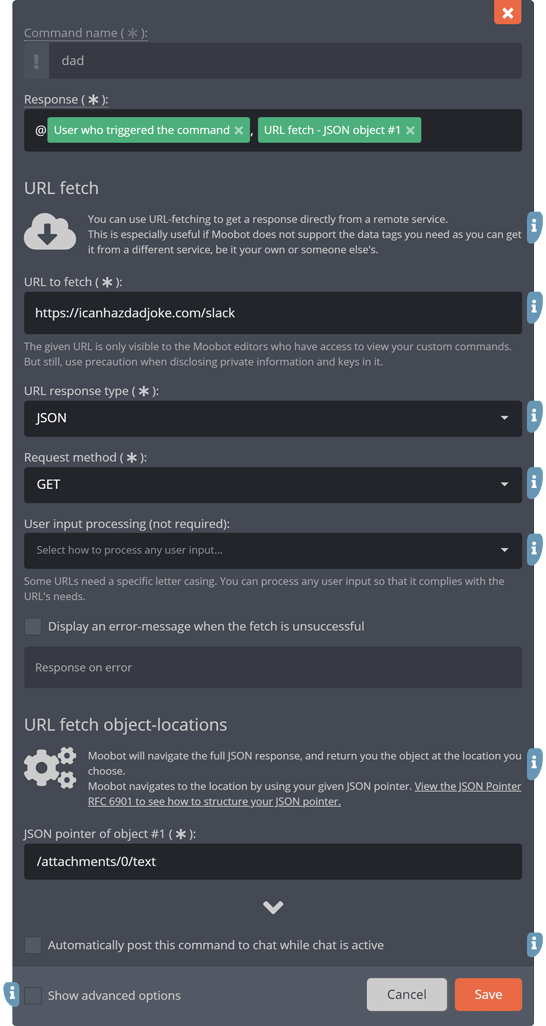 The URL-fetch response tag The URL-fetch response tag