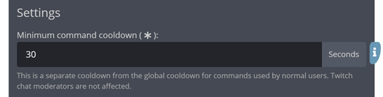 Setting a chat command's cooldown Setting a chat command's cooldown