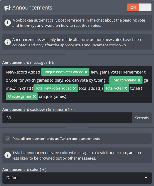 Automatically announcing your Game Vote in Twitch chat Automatically announcing your Game Vote in Twitch chat