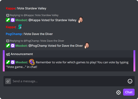 Voting in a Twitch Game Vote Voting in a Twitch Game Vote
