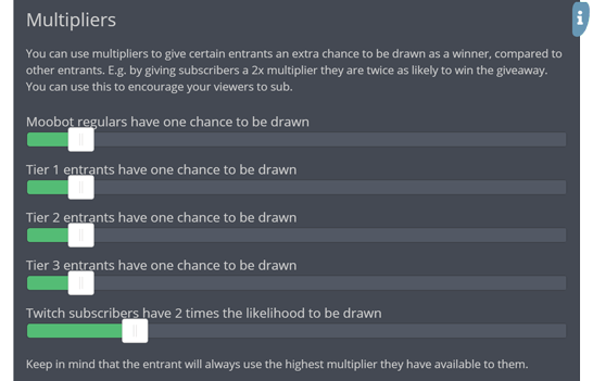 Using win chance multipliers for giveaways Using win chance multipliers for giveaways