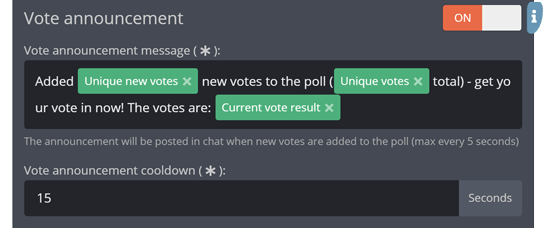 Adjusting the automatic poll announcements Adjusting the automatic poll announcements