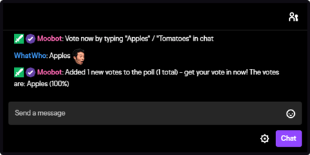 Poll announcements in Twitch chat Poll announcements in Twitch chat