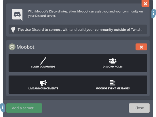 The Discord menu The Discord menu