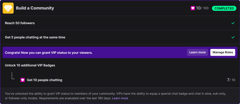 Twitch's Build a Community achievement Twitch's Build a Community achievement
