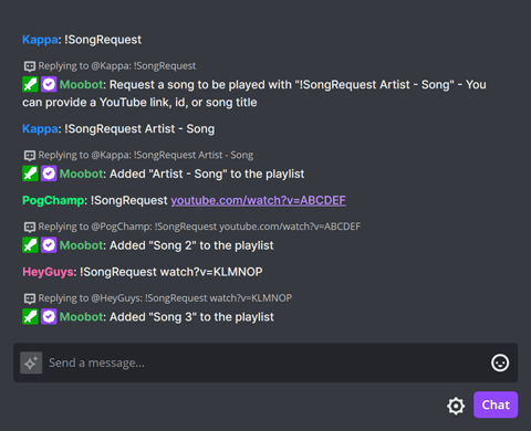 Requesting songs through Twitch chat Requesting songs through Twitch chat