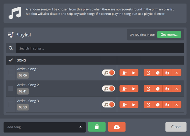 The Song Requests secondary playlist containing your custom list of songs The Song Requests secondary playlist containing your custom list of songs