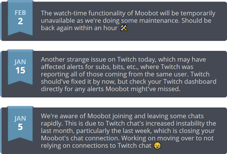 The updates widget The updates widget